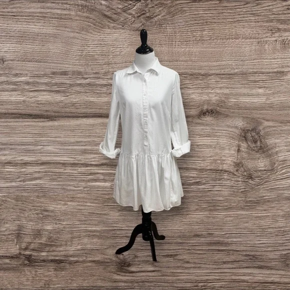 BCBGMaxAzria Women's Size XXS Mariela Shirt Dress White Long Sleeve Button Down - Picture 3 of 12